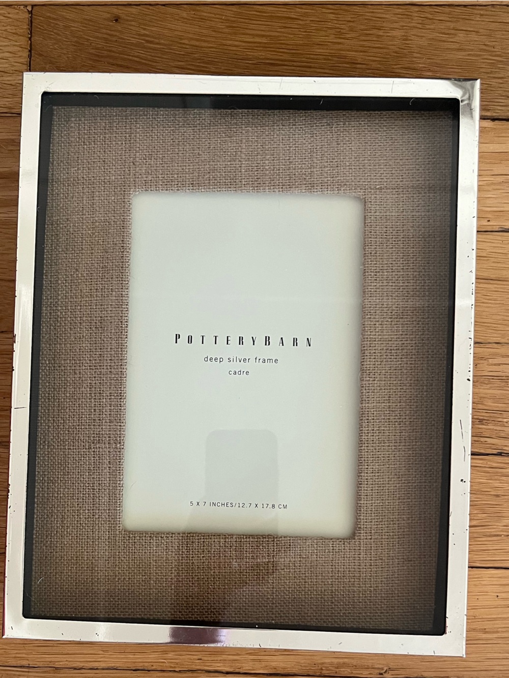 Pottery Barn Deep Silver Picture Frame - Silver & Burlap